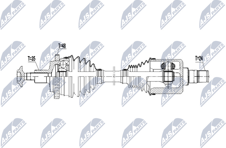 Полуось (привод в сборе, приводной вал) NTY. Артикул NPW-ME-074