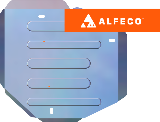 Защита алюминиевая Alfeco (4мм) для топливного бака (левый) Haval Dargo 4WD 2022-2026. Артикул ALF.55.081 AL4