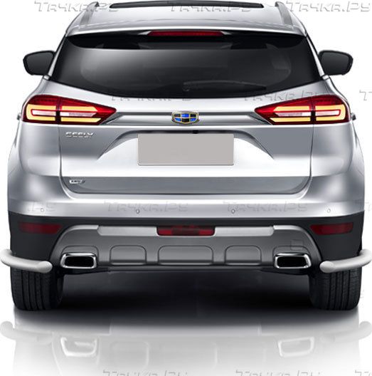Защита Slitkoff заднего бампера d57 уголки для Geely Atlas 2016-2026 Серебристая. Артикул GEAT08S
