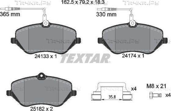 Тормозные колодки Textar Q+ передние для Peugeot 407 2004-2011. Артикул 2413303
