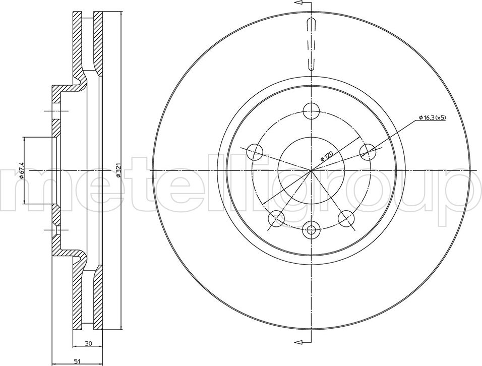 Тормозной диск Metelli. Артикул 23-1005C
