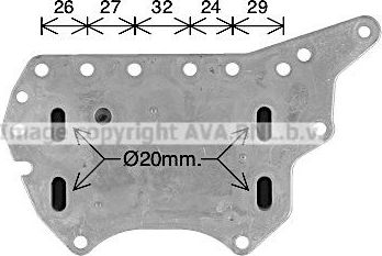Радиатор масляный (маслоохладитель) для двигателя AVA для Renault Trafic III 2014-2026. Артикул RT3657