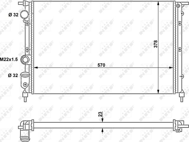 Радиатор охлаждения двигателя NRF для Renault 19 II 1992-1996. Артикул 58852