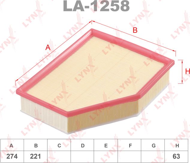 Воздушный фильтр LYNXauto для BMW 6 IV (G32) 2017-2026. Артикул LA-1258
