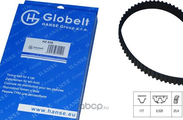 Ремень ГРМ (Чехия) (Globelt). Артикул HZ038