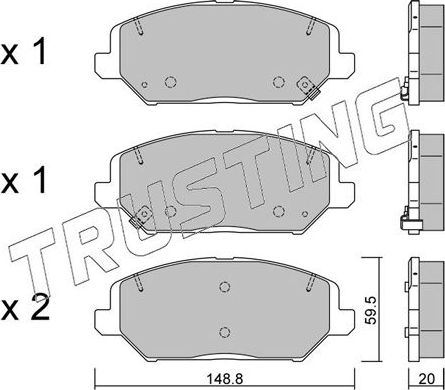 Тормозные колодки Trusting передние для Kia Ceed III 2018-2026. Артикул 1163.0