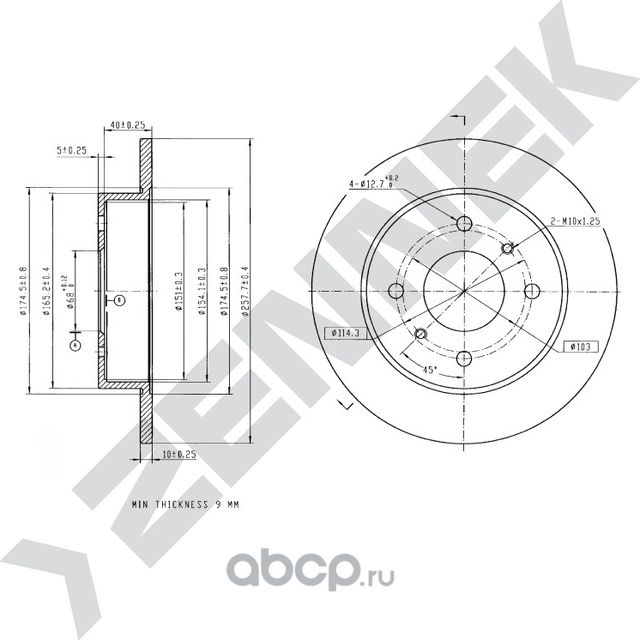 Диск тормозной задний NISSAN ALMERA 00-> PRIMERA 90-02 (Zennek). Артикул DBD0150