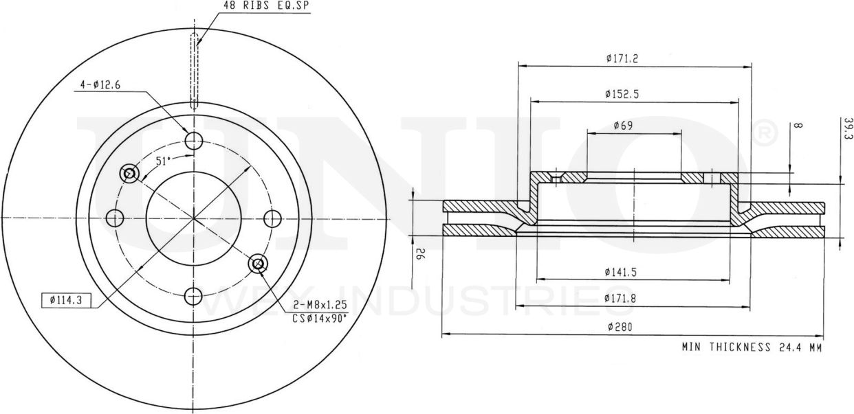 Диск тормозной (Unio). Артикул BRD-20064