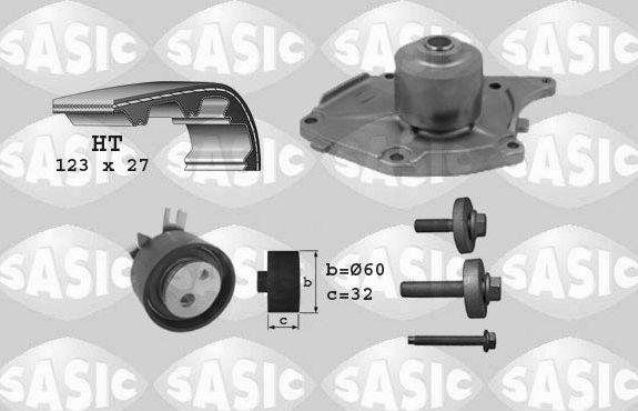 Помпа (водяной насос) с комплектом ремня ГРМ Sasic. Артикул 3904022
