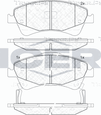 Тормозные колодки Icer передние для Toyota Auris II 2012-2015. Артикул 181892
