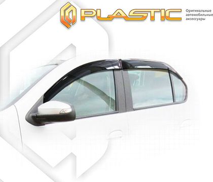 Дефлекторы СА Пластик для окон (Classic полупрозрачный) Renault Logan 2014-2024. Артикул 2010030309705
