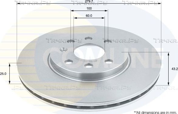 Тормозной диск Comline COATED для Opel Combo C 2001-2012. Артикул ADC1131V