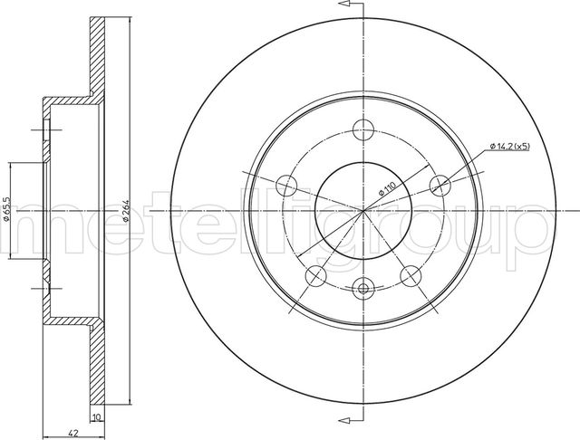 Тормозной диск Metelli задний для Opel Meriva B 2010-2017. Артикул 23-0489C
