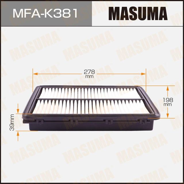 Воздушный фильтр Masuma. Артикул MFA-K381