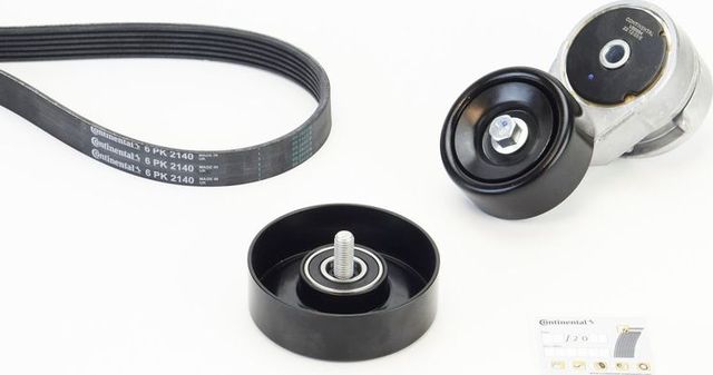 Приводной ремень поликлиновой с роликами (комплект) ContiTech для Kia Rio III 2011-2017. Артикул 6PK2140K1