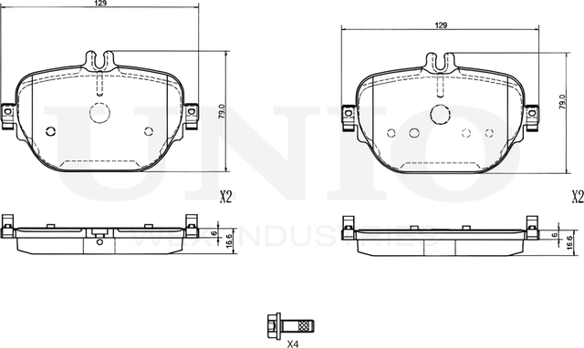 Колодки тормозные дисковые, комплект (Unio). Артикул BRP-20475