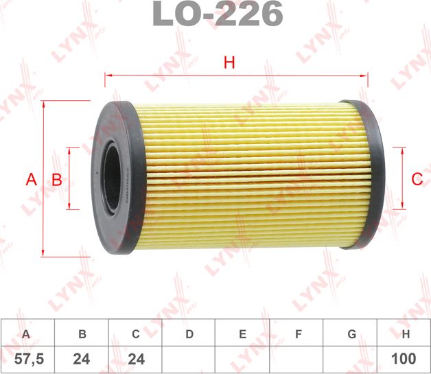 Масляный фильтр LYNXauto для Jaguar F-Pace 2015-2026. Артикул LO-226