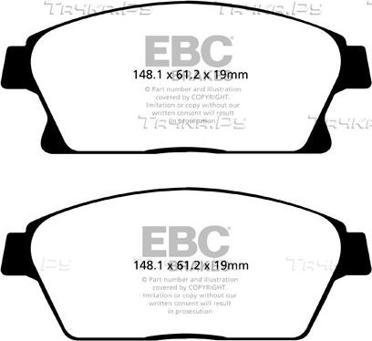 Тормозные колодки EBC Brakes передние для Opel Astra J 2009-2017. Артикул DP22067