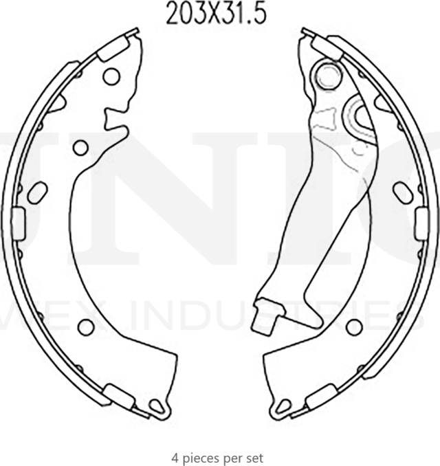 Колодки тормозные барабанные, комплект (Unio). Артикул BRP-10057