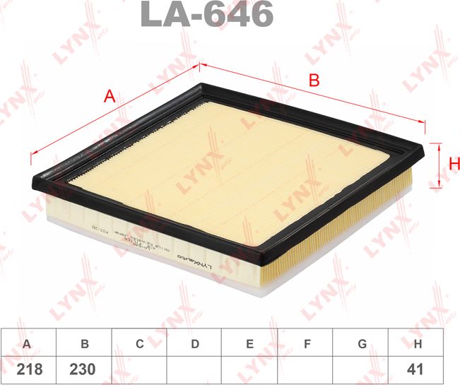 Воздушный фильтр LYNXauto. Артикул LA-646