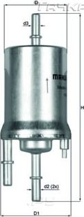 Топливный фильтр Mahle-Knecht. Артикул KL 156/1