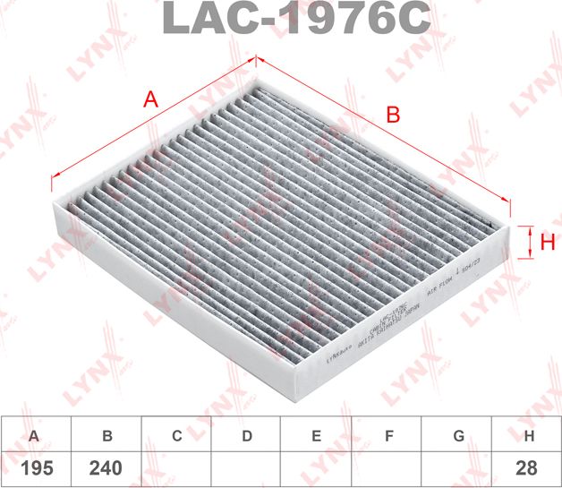 Салонный фильтр LYNXauto для Kia Rio IV 2017-2026. Артикул LAC-1976C