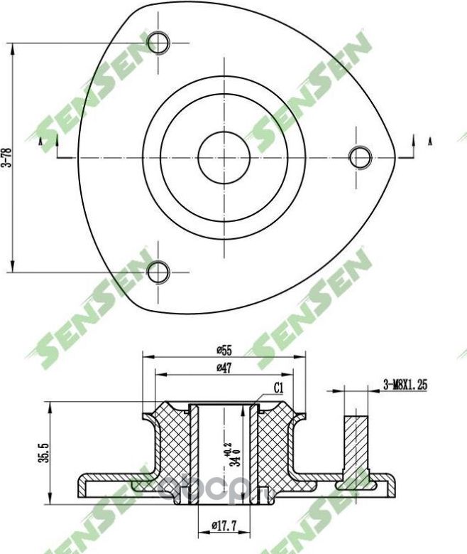 ОПОРА АМОРТИЗАТОРА ПЕРЕДНЕГО SUZUKI GRAND VITARA (FT, GT) 98-, VITARA (Sensen) Sensen. Артикул M61062