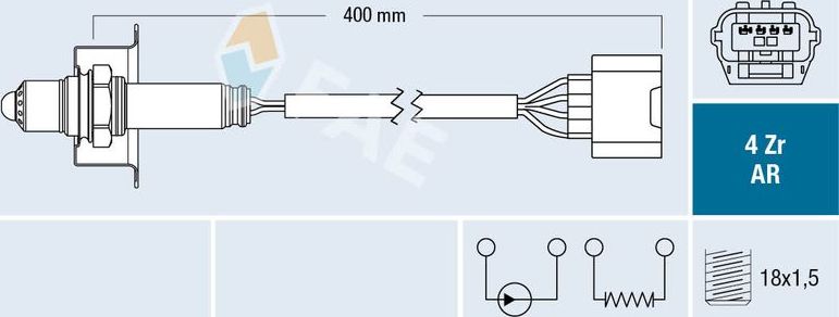 Лямбда-зонд (кислородный датчик) FAE. Артикул 75635