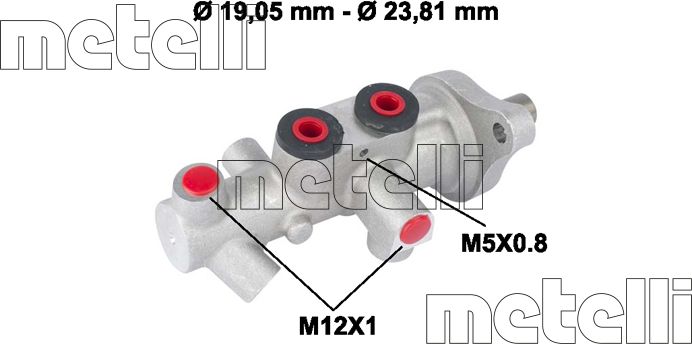 Тормозной цилиндр главный Metelli (алюминий). Артикул 05-0623