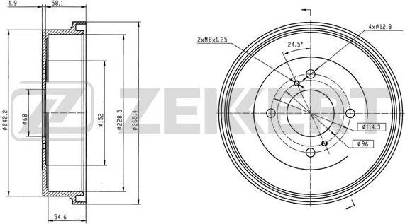Тормозной барабан Zekkert. Артикул BS-6306
