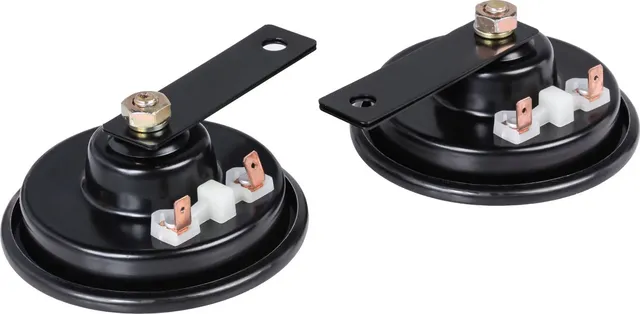 Сигнал звуковой дисковый 100мм 335/400Гц 110дБ 12В LOW/HIGH комплект  (AHR-12D-01) (Airline). Артикул ahr-12d-01