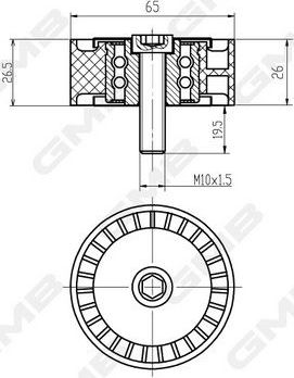 Направляющий (ведущий) ролик приводного поликлинового ремня GMB для Opel Antara I 2006-2011. Артикул GTA0930