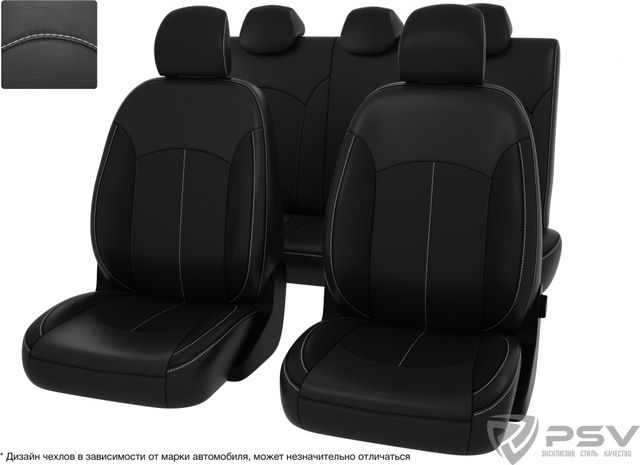 Чехлы PSV Оригинал на сидения для Kia Rio IV седан 2017-2026, цвет черный/отстрочка белая. Артикул 129511