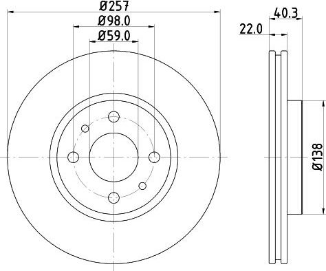 Тормозной диск Trialli передний для Lancia Ypsilon II (Type 843) 2003-2011. Артикул DF 270314