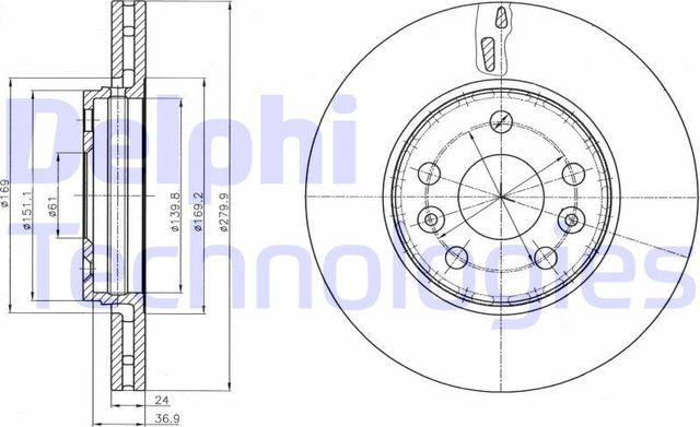 Тормозной диск Delphi задний для Mazda MX-5 IV (ND) 2015-2026. Артикул BG5298C