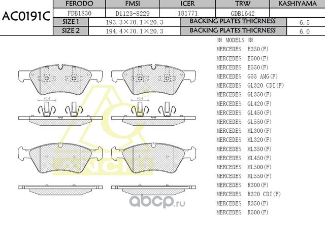 Тормозные колодки ANCHI AC0191C. Артикул AC0191C