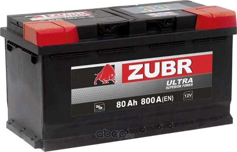 АКБ ZUBR Ultra 80Ah R+ (ZU800) (-/+) 12V 800A EN 315х175х190 Zubr. Артикул ZU800