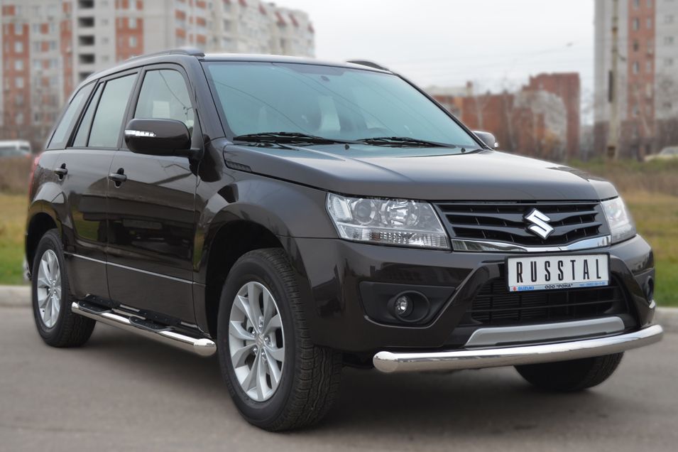 Защита RusStal переднего бампера d76 (дуга) для Suzuki Grand Vitara 5-дв. 2012-2015. Артикул SVZ-001091
