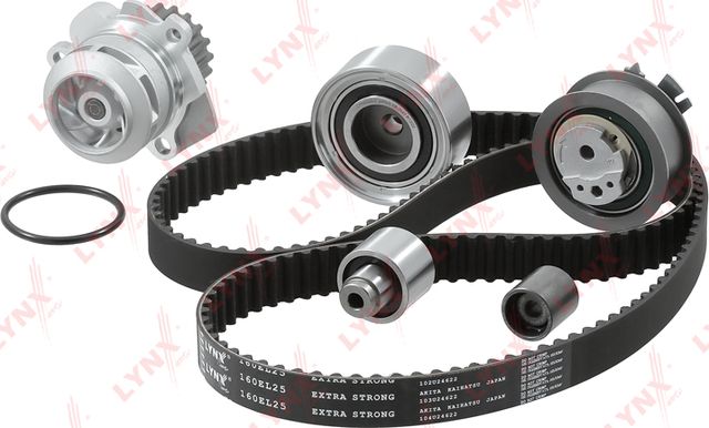 Помпа (водяной насос) с комплектом ремня ГРМ LYNXauto для Volkswagen Tiguan I 2007-2018. Артикул PW-1360