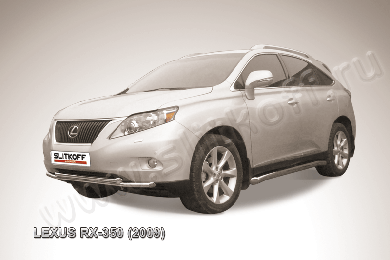 Защита Slitkoff переднего бампера d57/57 двойная для Lexus RX 350 2009-2012. Артикул LRX35007
