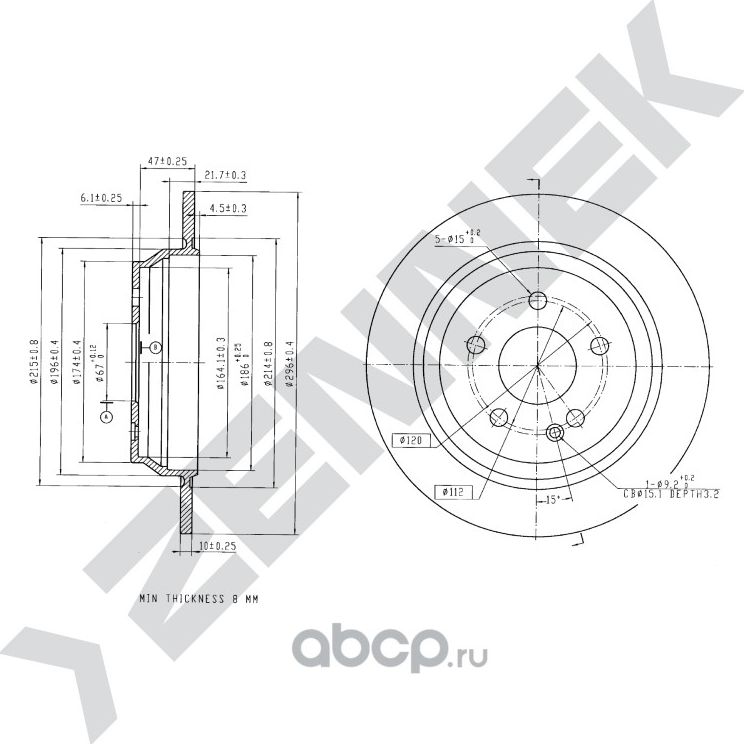 Диск тормозной задний MERCEDES VITO W639 03-14 (Zennek). Артикул DBD0167