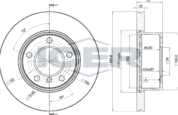 Тормозной диск Icer передний для BMW 1 I (E81/E82/E87/E88) 2004-2011. Артикул 78BD4629-2