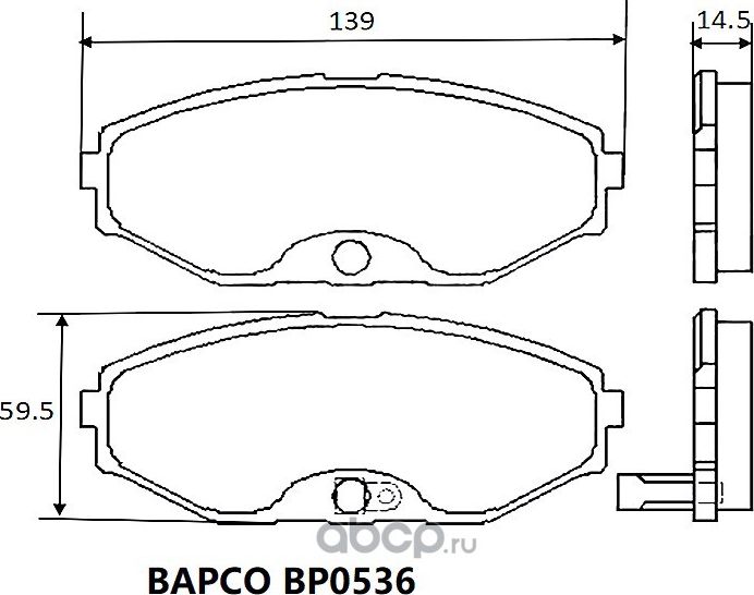 Колодки тормозные дисковые BP0536, (Bapco) Bapco. Артикул BP0536