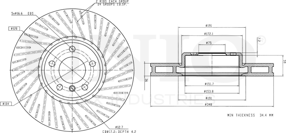 Диск тормозной (Unio). Артикул BRD-20561