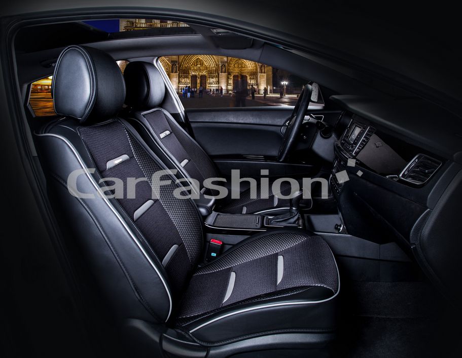 Накидки универсальные CarFashion Business на передние сидения авто, цвет Черный/Черный/Серый. Артикул 21444
