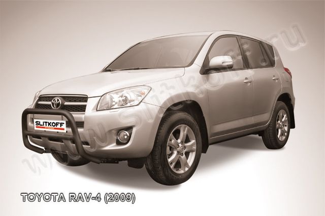 Кенгурятник Slitkoff d57 низкий ЧЕРНЫЙ матовый для Toyota RAV4 III SWB 2009-2010. Артикул TR409-004B