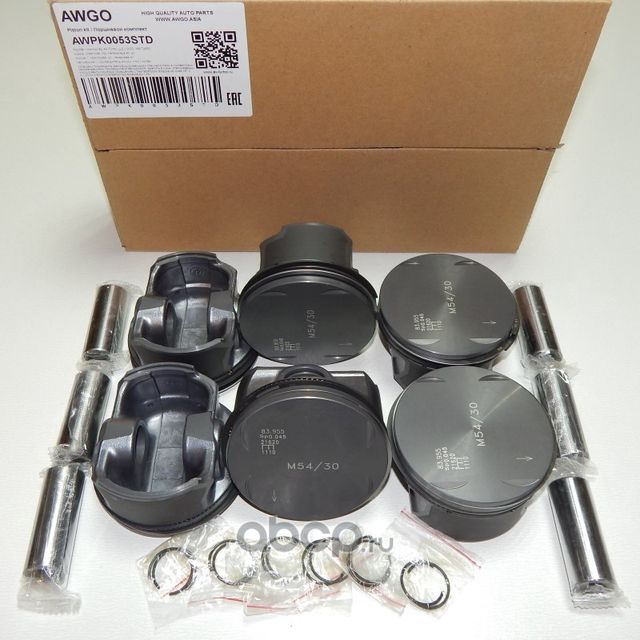 6 шт. порш., кольца, пальцы STD (комплект) AWPK0053STD (Awgo) Awgo. Артикул AWPK0053STD