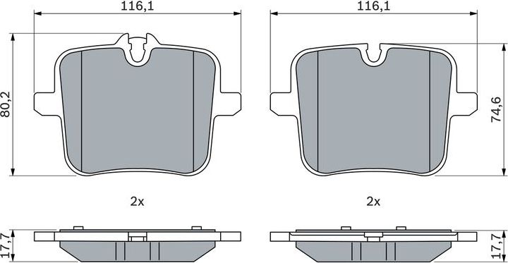 Тормозные колодки Bosch (Low-Metallic). Артикул 0 986 424 923