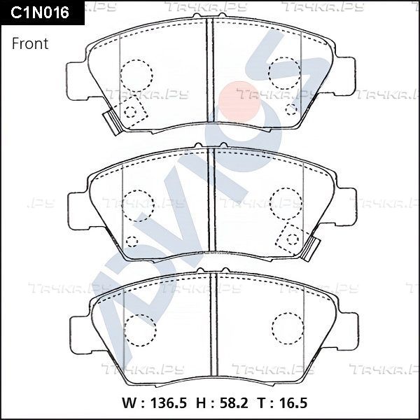 Тормозные колодки Advics передние для Honda Civic V 1991-1996. Артикул C1N016