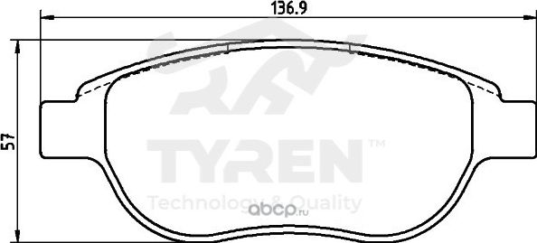Колодки тормозные дисковые | перед | (Tyren). Артикул TYR1217411
